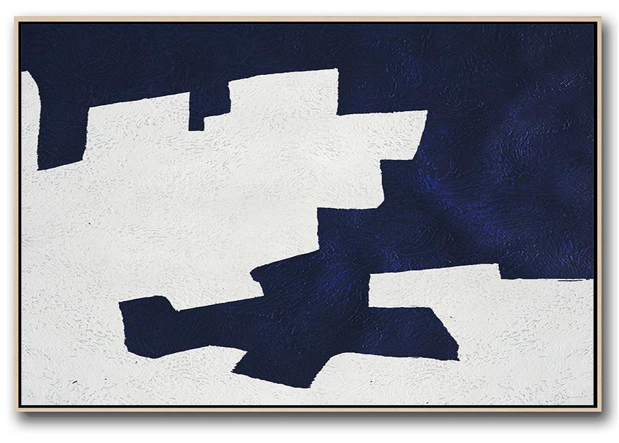 Horizontal Navy Blue Minimal Art #NV118C